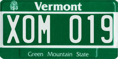 VT license plate XOM019