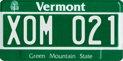 VT license plate XOM021