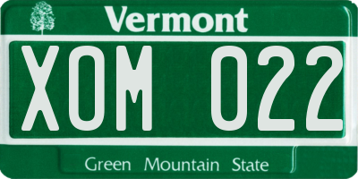 VT license plate XOM022