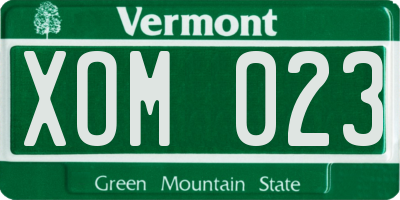 VT license plate XOM023