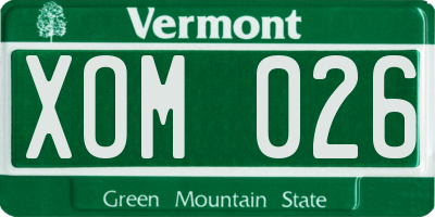 VT license plate XOM026