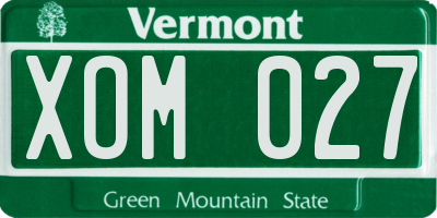 VT license plate XOM027