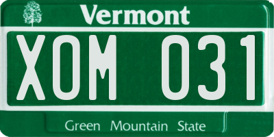 VT license plate XOM031