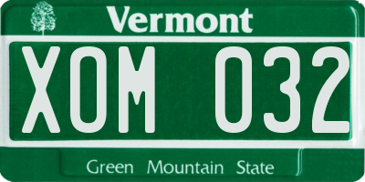 VT license plate XOM032