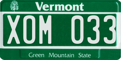 VT license plate XOM033