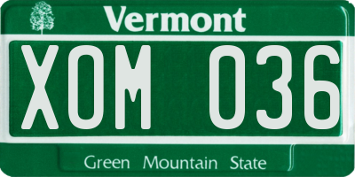 VT license plate XOM036