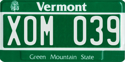 VT license plate XOM039