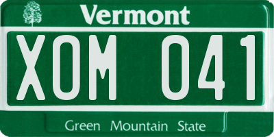 VT license plate XOM041