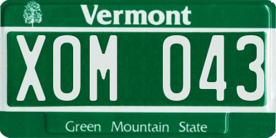 VT license plate XOM043
