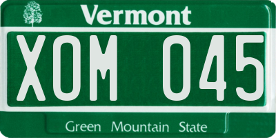 VT license plate XOM045