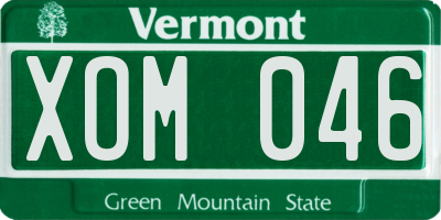 VT license plate XOM046