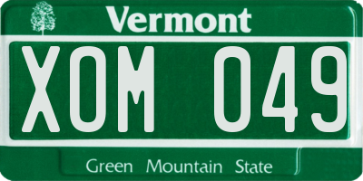 VT license plate XOM049