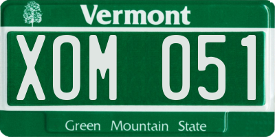 VT license plate XOM051