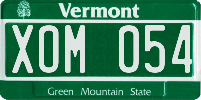 VT license plate XOM054