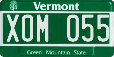 VT license plate XOM055