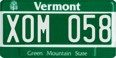 VT license plate XOM058