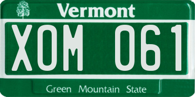 VT license plate XOM061