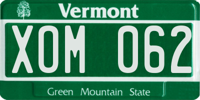 VT license plate XOM062