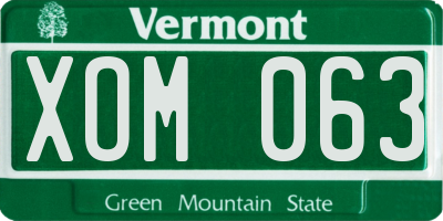 VT license plate XOM063