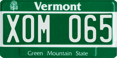 VT license plate XOM065