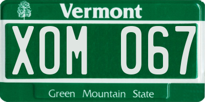 VT license plate XOM067