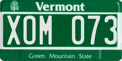 VT license plate XOM073