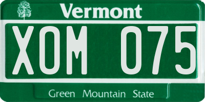 VT license plate XOM075