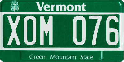 VT license plate XOM076