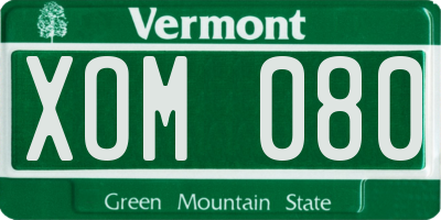 VT license plate XOM080