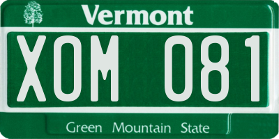 VT license plate XOM081