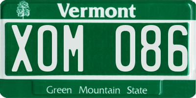 VT license plate XOM086