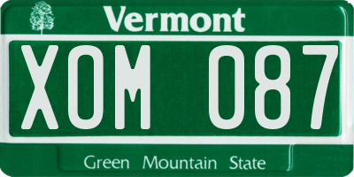 VT license plate XOM087