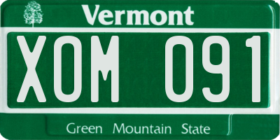 VT license plate XOM091