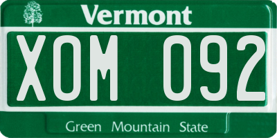VT license plate XOM092