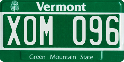 VT license plate XOM096