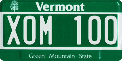 VT license plate XOM100