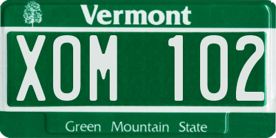 VT license plate XOM102