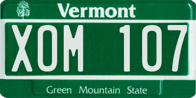 VT license plate XOM107