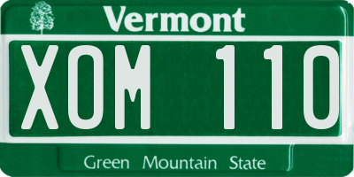 VT license plate XOM110
