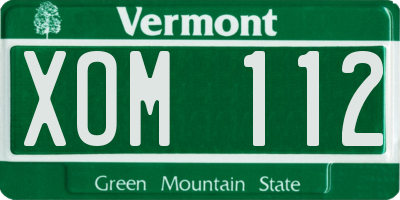 VT license plate XOM112