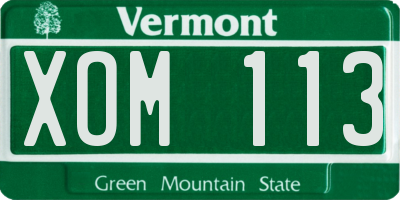 VT license plate XOM113