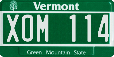 VT license plate XOM114