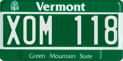 VT license plate XOM118