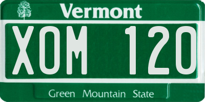 VT license plate XOM120