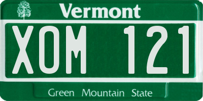 VT license plate XOM121