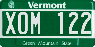 VT license plate XOM122