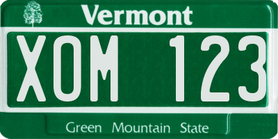 VT license plate XOM123