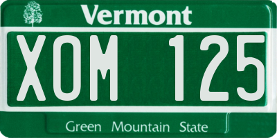 VT license plate XOM125