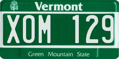 VT license plate XOM129