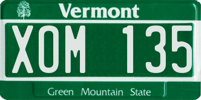 VT license plate XOM135
